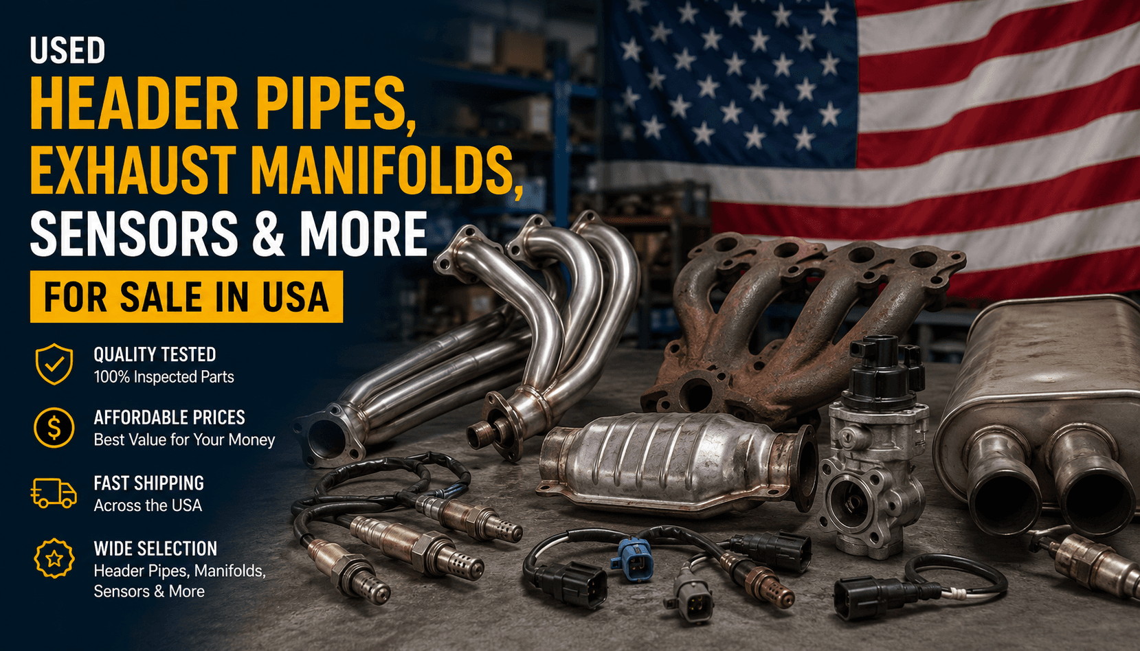 Used Header Pipes, Exhaust Manifolds, Sensors, Catalytic Converters, Mufflers, EGR Valves, and Oxygen Sensors for Sale in USA